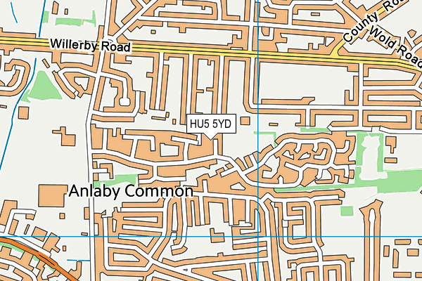 HU5 5YD map - OS VectorMap District (Ordnance Survey)