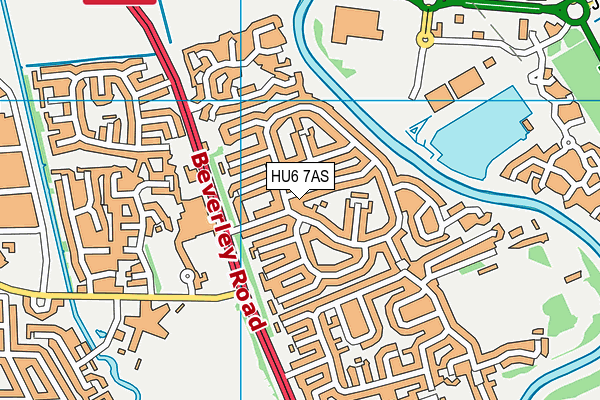 HU6 7AS map - OS VectorMap District (Ordnance Survey)