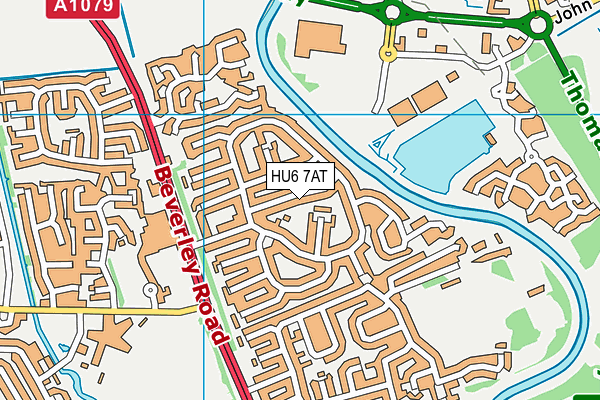 HU6 7AT map - OS VectorMap District (Ordnance Survey)