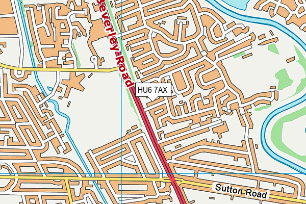 HU6 7AX map - OS VectorMap District (Ordnance Survey)