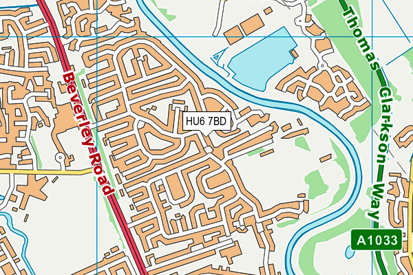 HU6 7BD map - OS VectorMap District (Ordnance Survey)