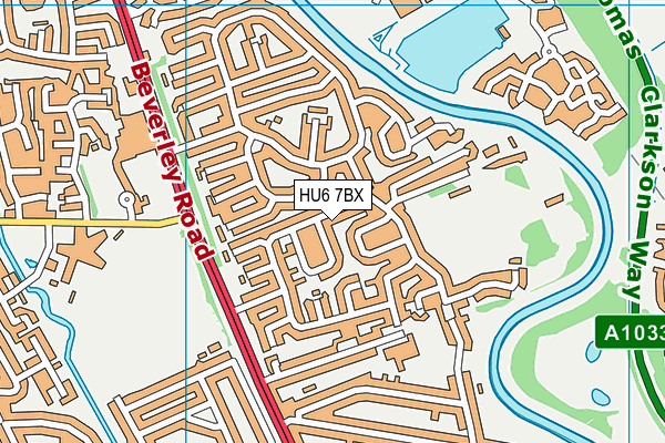 HU6 7BX map - OS VectorMap District (Ordnance Survey)