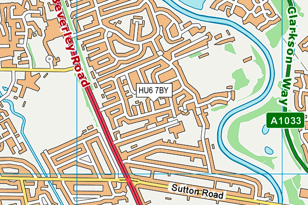 HU6 7BY map - OS VectorMap District (Ordnance Survey)