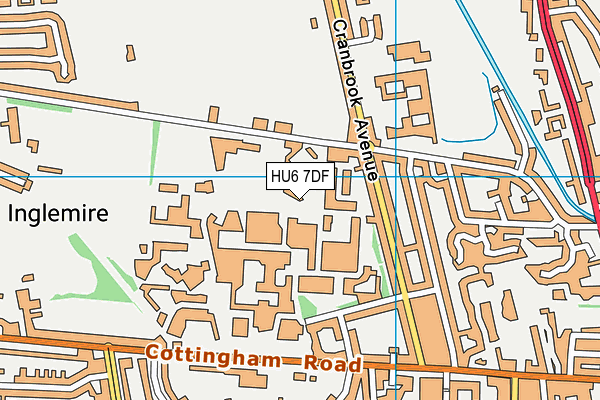 HU6 7DF map - OS VectorMap District (Ordnance Survey)