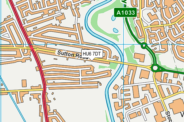 HU6 7DT map - OS VectorMap District (Ordnance Survey)