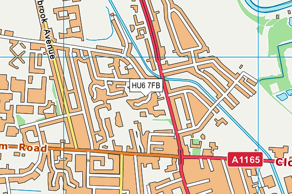 HU6 7FB map - OS VectorMap District (Ordnance Survey)