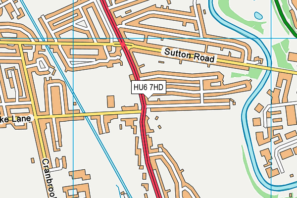 HU6 7HD map - OS VectorMap District (Ordnance Survey)