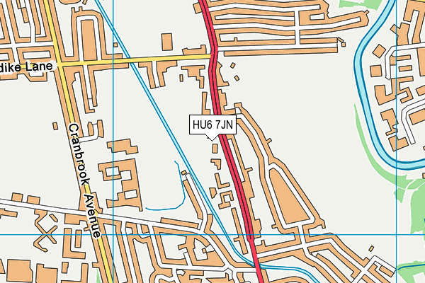 HU6 7JN map - OS VectorMap District (Ordnance Survey)