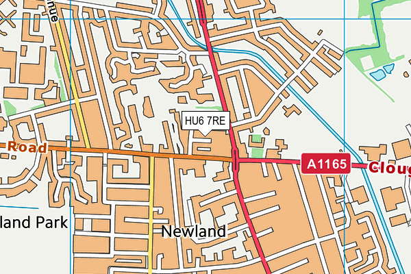 HU6 7RE map - OS VectorMap District (Ordnance Survey)