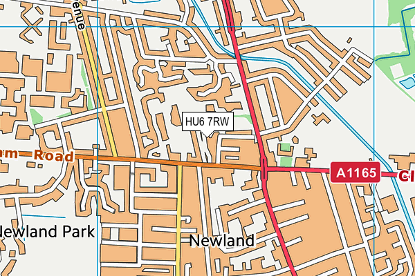 HU6 7RW map - OS VectorMap District (Ordnance Survey)