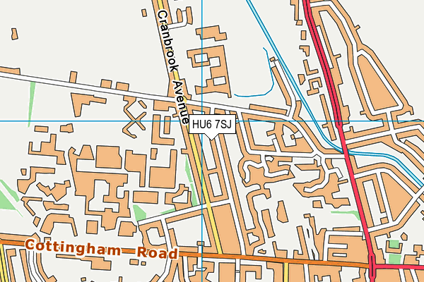 HU6 7SJ map - OS VectorMap District (Ordnance Survey)