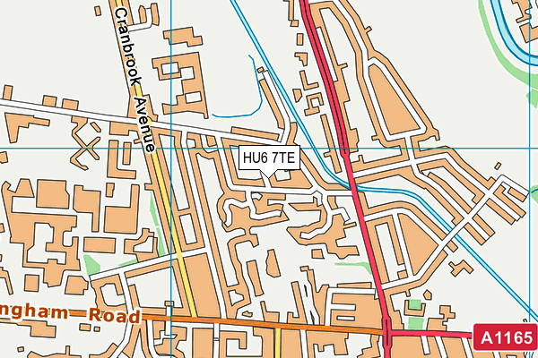 HU6 7TE map - OS VectorMap District (Ordnance Survey)