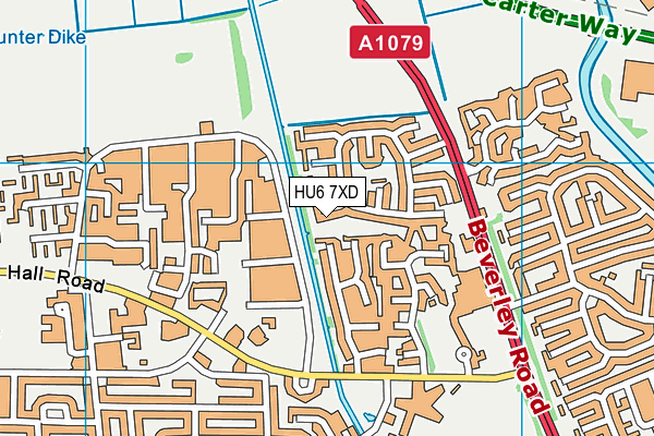 HU6 7XD map - OS VectorMap District (Ordnance Survey)