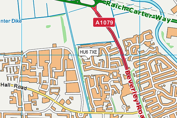 HU6 7XE map - OS VectorMap District (Ordnance Survey)