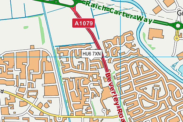 HU6 7XN map - OS VectorMap District (Ordnance Survey)