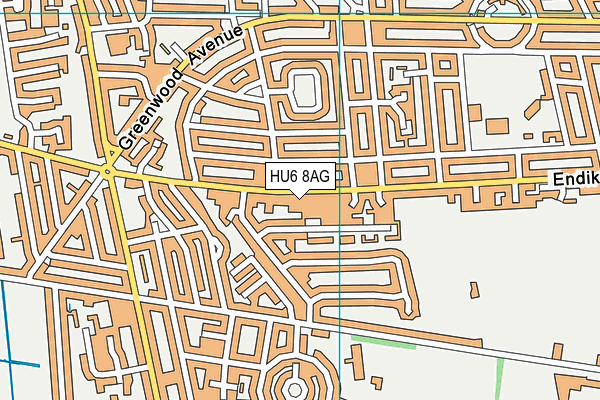 HU6 8AG map - OS VectorMap District (Ordnance Survey)