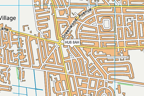 HU6 8AH map - OS VectorMap District (Ordnance Survey)