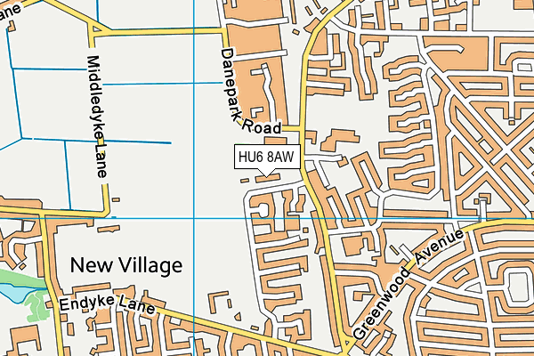 HU6 8AW map - OS VectorMap District (Ordnance Survey)