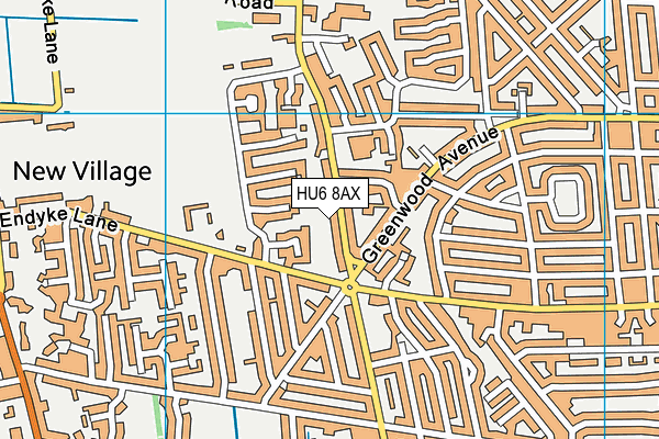 HU6 8AX map - OS VectorMap District (Ordnance Survey)