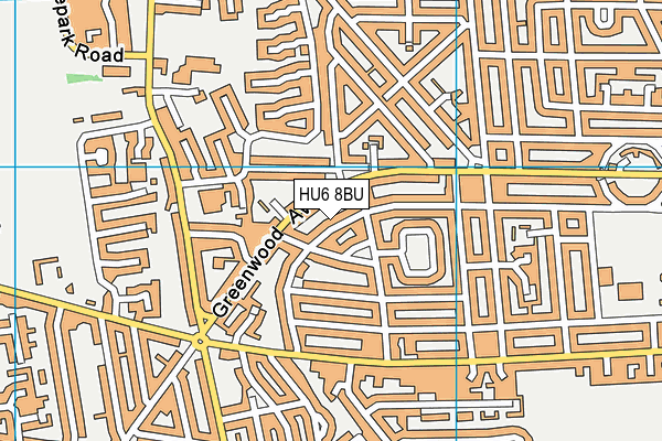 HU6 8BU map - OS VectorMap District (Ordnance Survey)