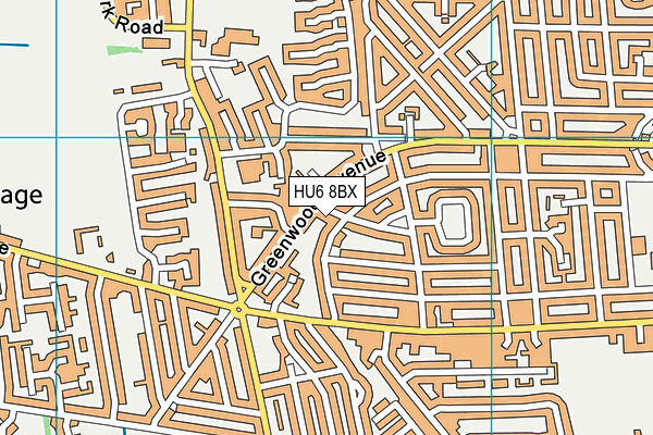 HU6 8BX map - OS VectorMap District (Ordnance Survey)