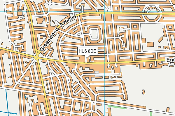 HU6 8DE map - OS VectorMap District (Ordnance Survey)
