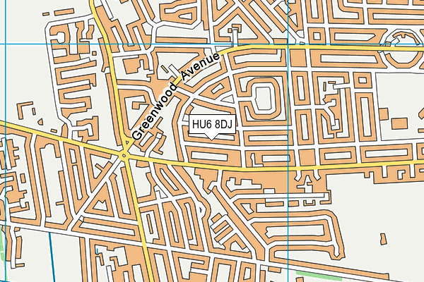 HU6 8DJ map - OS VectorMap District (Ordnance Survey)