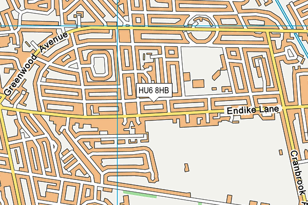 HU6 8HB map - OS VectorMap District (Ordnance Survey)