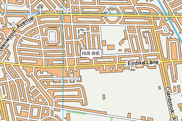 HU6 8HE map - OS VectorMap District (Ordnance Survey)