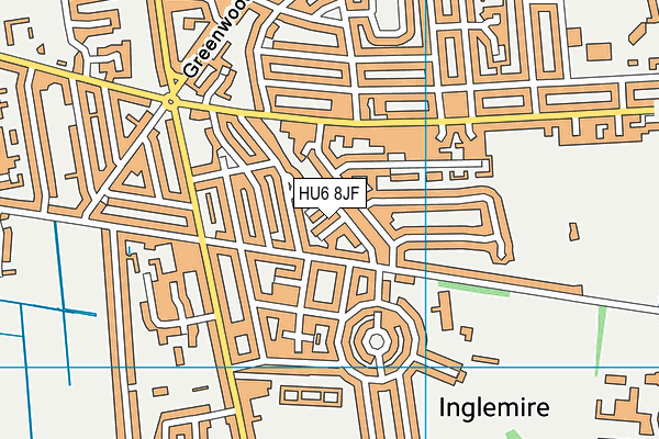 HU6 8JF map - OS VectorMap District (Ordnance Survey)