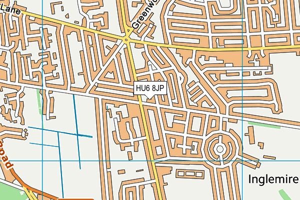 HU6 8JP map - OS VectorMap District (Ordnance Survey)