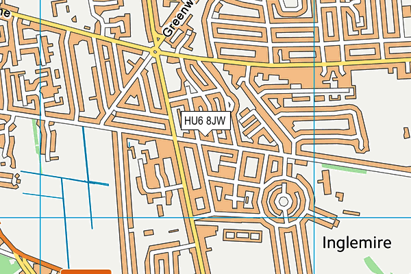 HU6 8JW map - OS VectorMap District (Ordnance Survey)