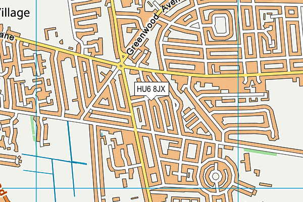 HU6 8JX map - OS VectorMap District (Ordnance Survey)