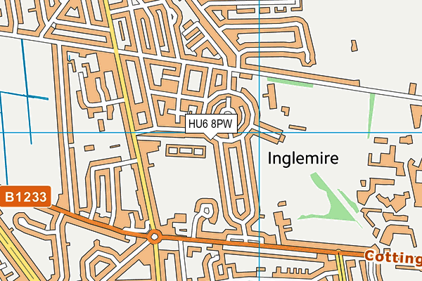 HU6 8PW map - OS VectorMap District (Ordnance Survey)