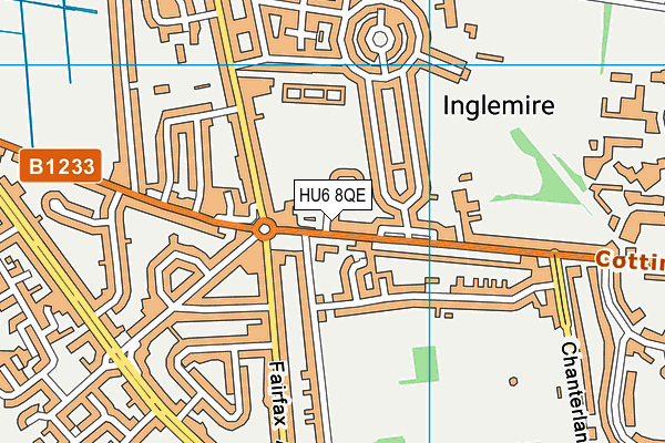 HU6 8QE map - OS VectorMap District (Ordnance Survey)