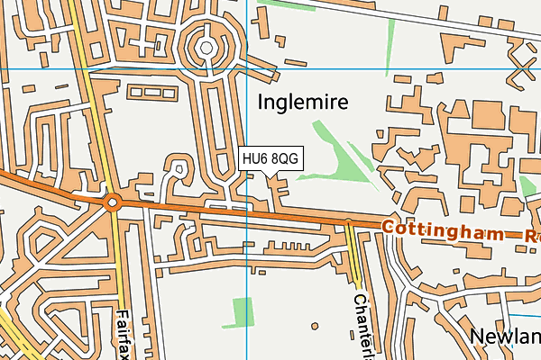 HU6 8QG map - OS VectorMap District (Ordnance Survey)