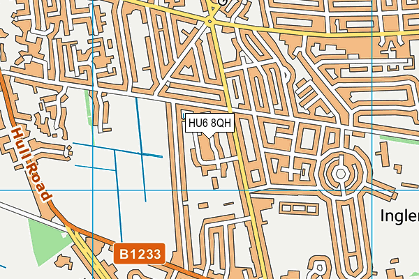 HU6 8QH map - OS VectorMap District (Ordnance Survey)