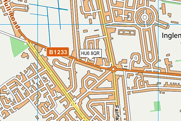 HU6 8QR map - OS VectorMap District (Ordnance Survey)