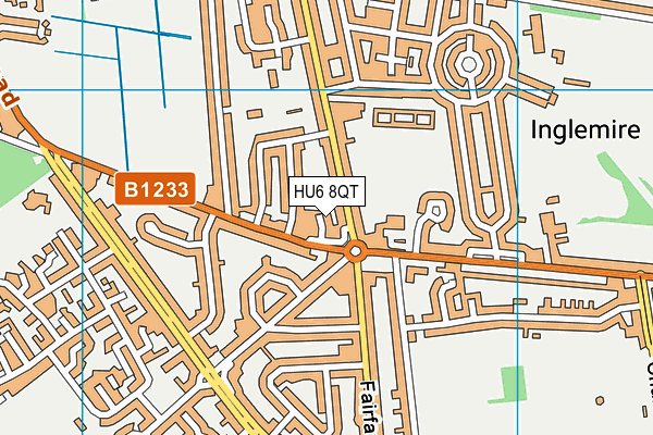 HU6 8QT map - OS VectorMap District (Ordnance Survey)