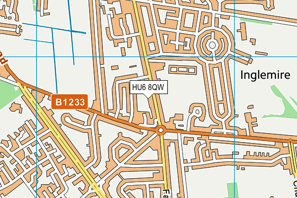 HU6 8QW map - OS VectorMap District (Ordnance Survey)