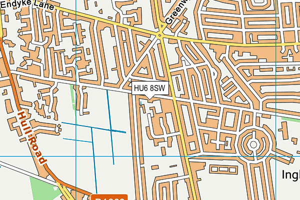 HU6 8SW map - OS VectorMap District (Ordnance Survey)