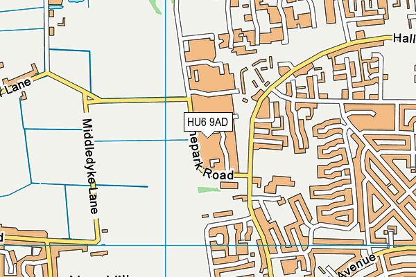 HU6 9AD map - OS VectorMap District (Ordnance Survey)