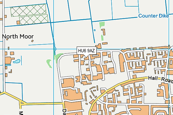 HU6 9AZ map - OS VectorMap District (Ordnance Survey)