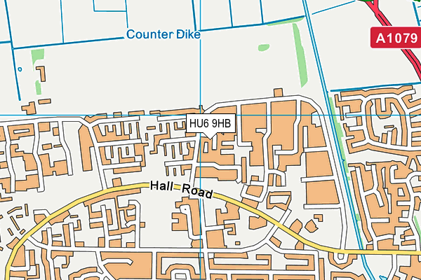 HU6 9HB map - OS VectorMap District (Ordnance Survey)