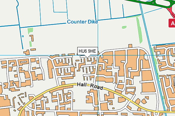 HU6 9HE map - OS VectorMap District (Ordnance Survey)