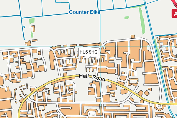 HU6 9HG map - OS VectorMap District (Ordnance Survey)