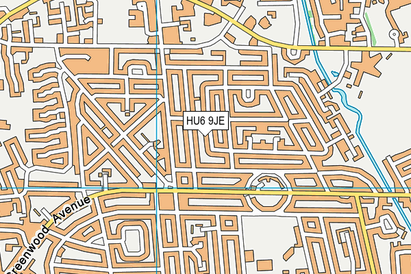 HU6 9JE map - OS VectorMap District (Ordnance Survey)