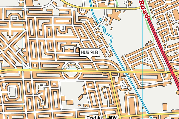 HU6 9LB map - OS VectorMap District (Ordnance Survey)