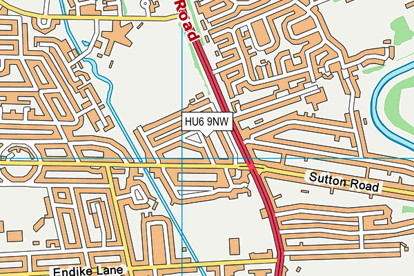 HU6 9NW map - OS VectorMap District (Ordnance Survey)