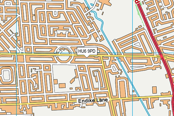 HU6 9PD map - OS VectorMap District (Ordnance Survey)